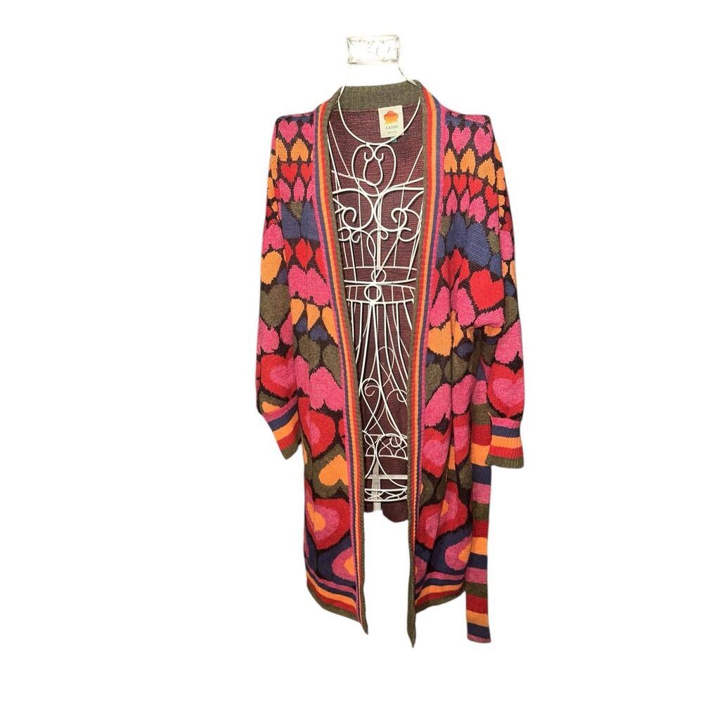 Beautiful  Farm Rio Full of Hearts Midi Cardigan Good condition - Picture 7 of 16